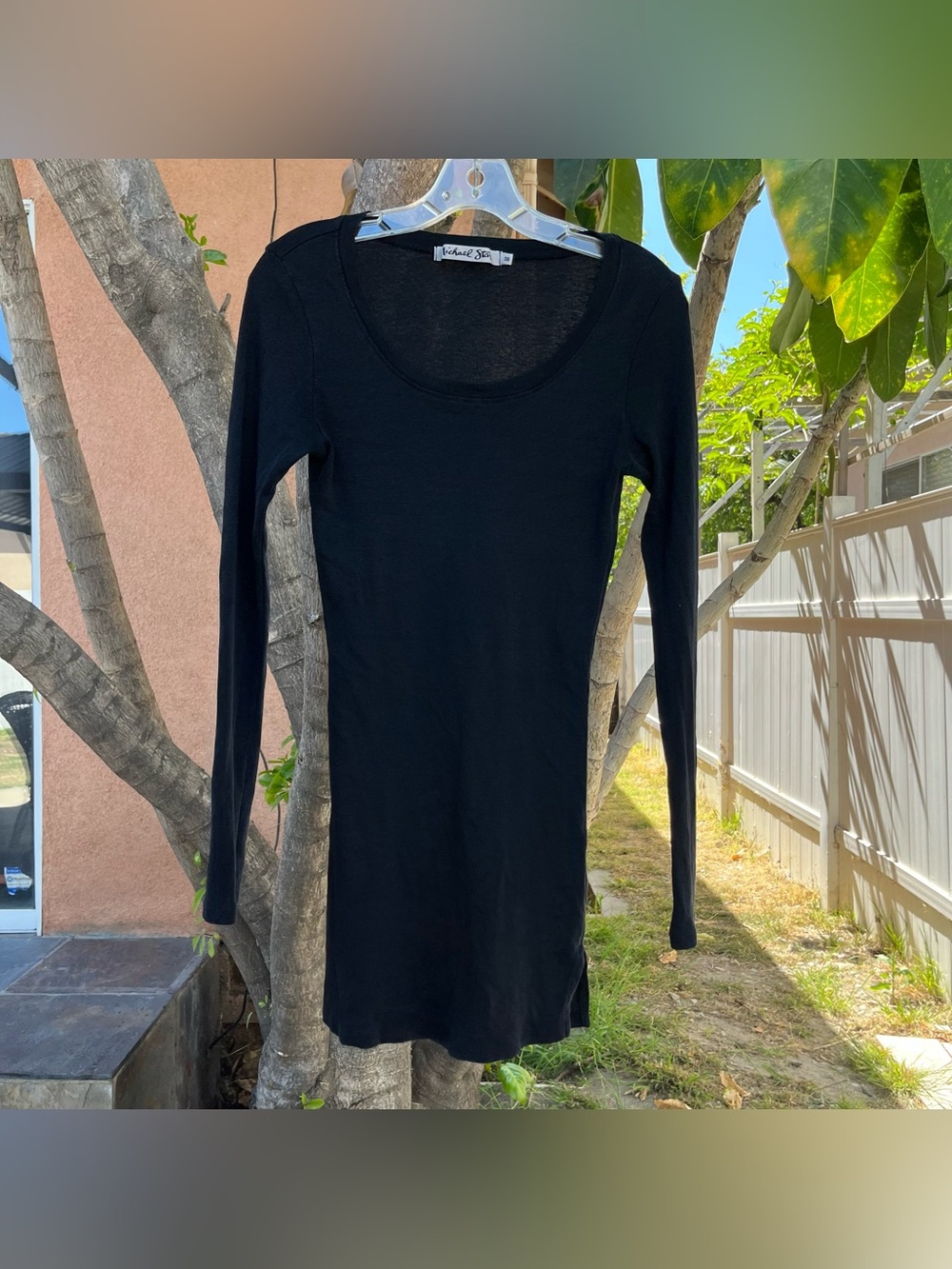 Michael Stars Black Bodycon Long Sleeve Mini Dress.